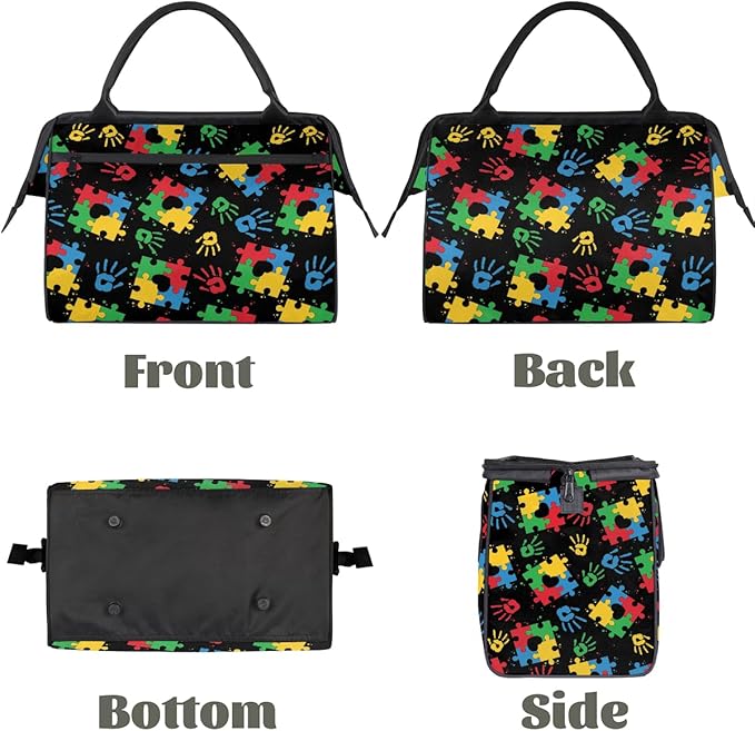 Sports Duffel Bags for Kids - Carry On Travel Gym Bag Waterproof Workout Shoulder Tote for Boys Girls Weekender Overnight Duffel for Swim Dance Camp(Autism Awareness Puzzle)