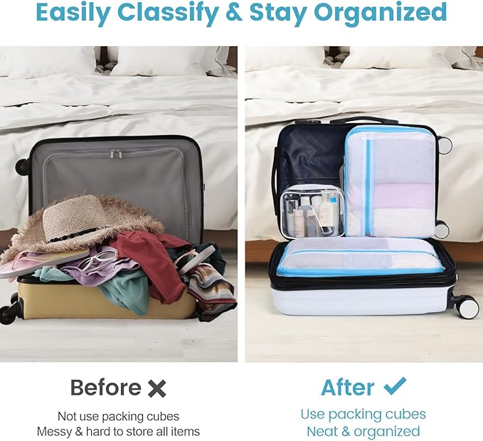 Cambond Mesh Packing Cubes for Travel Women - Lightweight Travel Bags Luggage Packing Organizer Travel Cubes for Suitcase with Handle