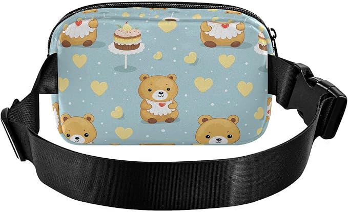 Cute Bear Cake Fanny Pack for Women Men Water Resistant Fashion Waist Packs with Adjustable Strap Belt Bag for Travel Workout Jogging Hiking 21219792