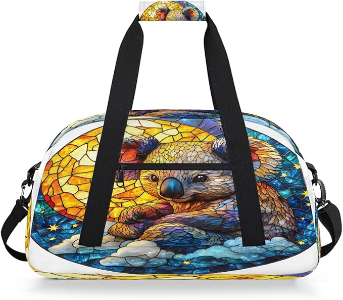 Travel Duffle Bag for travel duffle bag sports Girls Boys Kids Koala Stained Glass Lightweight Overnight Sleepover Weekender Bags Small Dance Gym Sport Bag Teens Carry-On Size Workout Bag