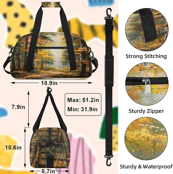 Travel Duffle Bag for travel duffle bag sports Girls Boys Kids Autumn Fall Tree Lightweight Overnight Sleepover Weekender Bags Small Dance Gym Sport Bag Teens Carry-On Size Workout Bag