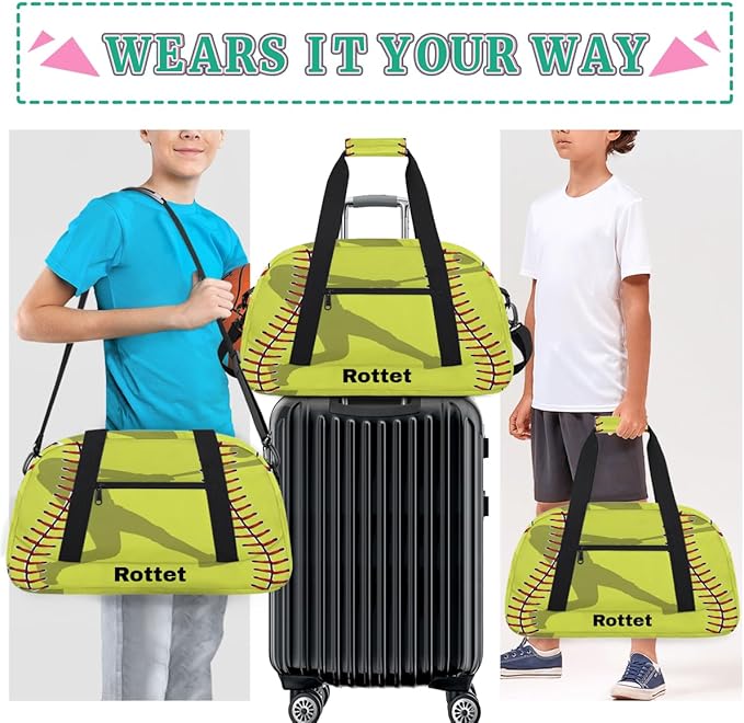 Personalized Name Sports Bag for Kids Boys, Custom Gym Duffel Fitness Travel Weekender Tote Carry-On Training Perform Bag,Sport Baseball