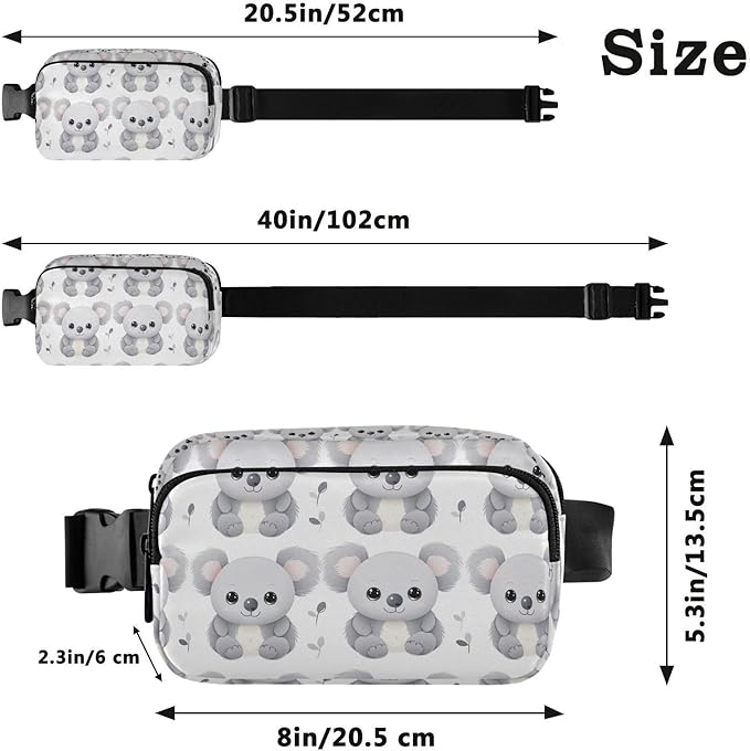 Cute Koala Fanny Pack for Women Men Water Resistant Fashion Waist Packs with Adjustable Strap Belt Bag for Travel Workout Jogging Hiking 21219808