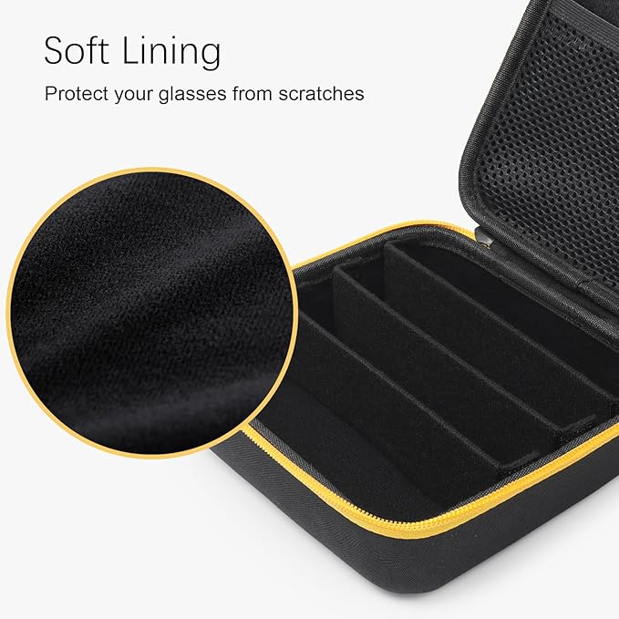 Travel Sunglasses Organizer Case with 5 Adjustable Slots, Multiple Pairs Eyeglass Portable Eyewear Box for Men Women