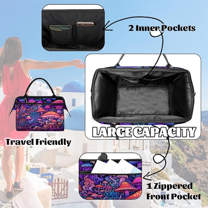 Mushroom Forest Overnight Weekender Bag for Women Men Travel Duffel Bags Waterproof Luggage Carry on Sports Yoga Gym Bag