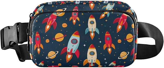 Space Rockets Fanny Pack for Women Men Water Resistant Fashion Waist Packs with Adjustable Strap Belt Bag for Travel Workout Jogging Hiking 21219346