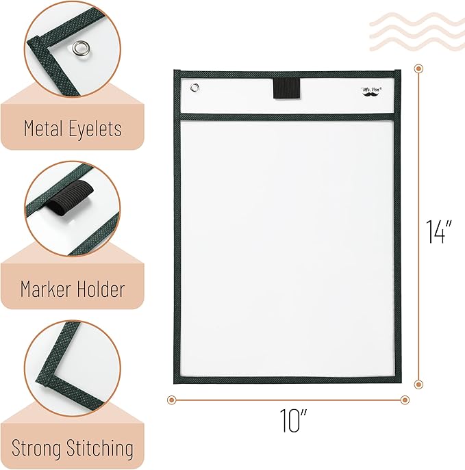 Mr. Pen- Dry Erase Pocket Sleeves, 6 Pack, 10"x14", Desert Dusk Color Theme, Dry Erase Pockets Reusable Sleeves, Job Ticket Holders with Marker Holder & Metal Eyelet