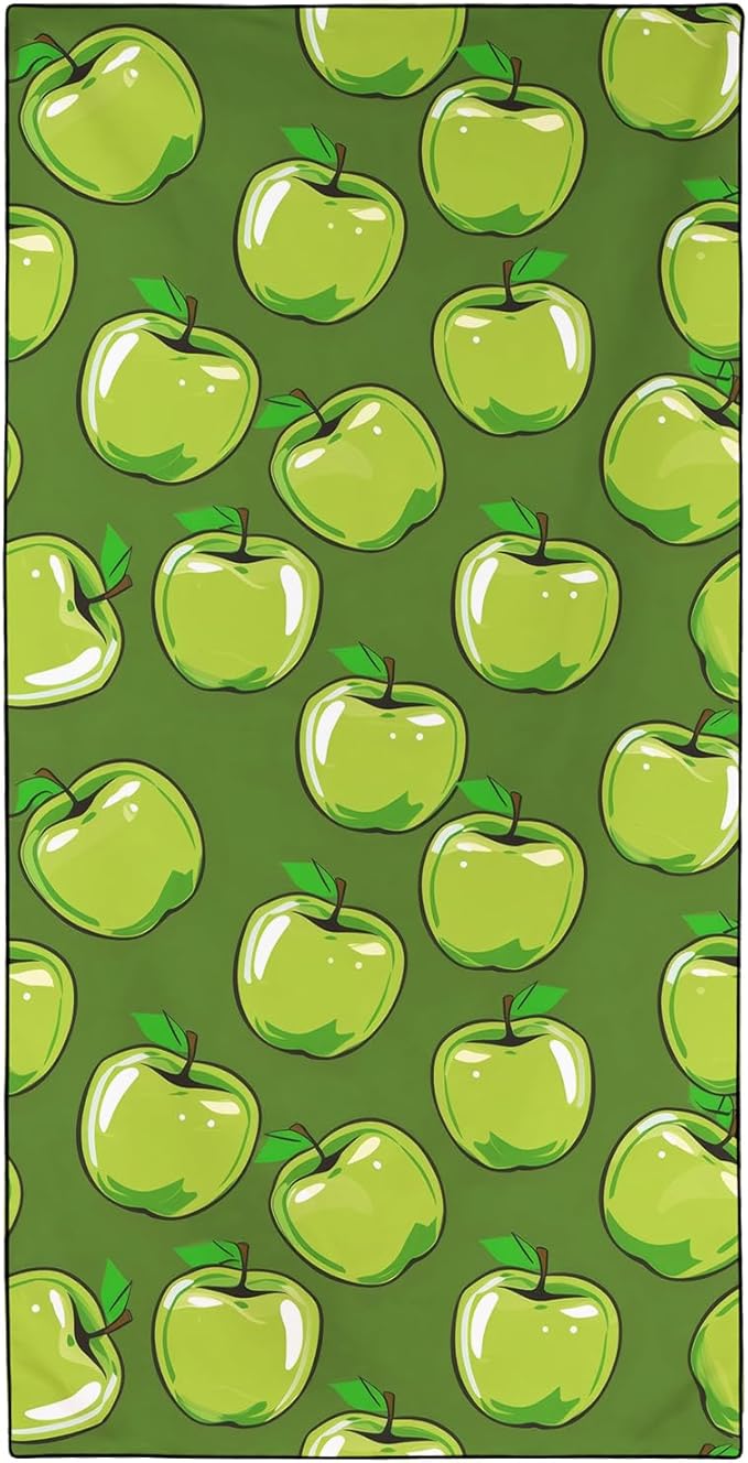 Apples Pattern Beach Towel Extra Large 36" x 72", Thin Lightweight Microfiber Towels with Fruit Design, Sand Free and Quick Dry, Compact Bag