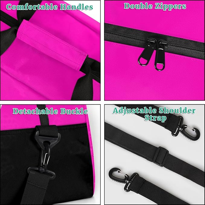 Personalize Kids Duffel Bag With Custom Name Text Carry-On Overnight Travel Gym Lightweight Dance Sports Bags For Boys Girls Kids/Black Pink