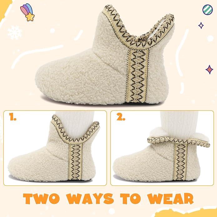 LeIsfIt Toddler Slippers Boys Girls Cozy Warm House Shoes Kids Non-slip Winter Slipper Booties Slip on Plush Lining Sock Slippers
