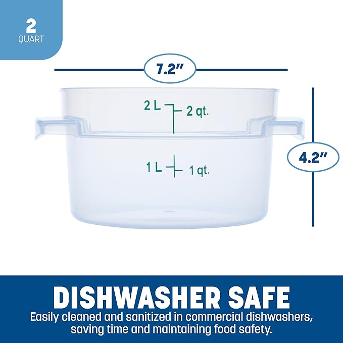 Carlisle FoodService Products Storplus Round Food Storage Container with Stackable Design for Catering, Buffets, Restaurants, Polypropylene (Pp), 2 Quart, Clear