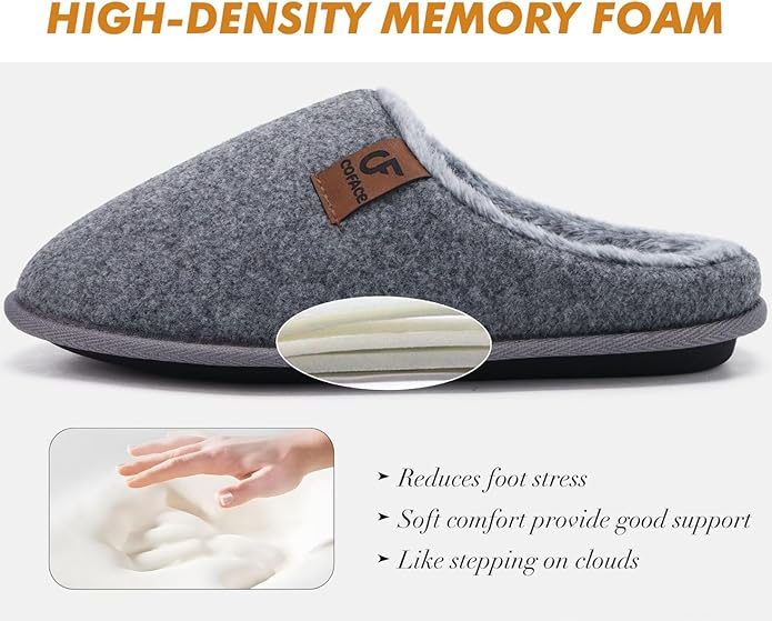 COFACE Mens Cozy Memory Foam Scuff Slippers Casual Slip On Warm House Shoes Indoor/Outdoor Sandal Slippers With Arch Support Rubber Sole Size 7-15