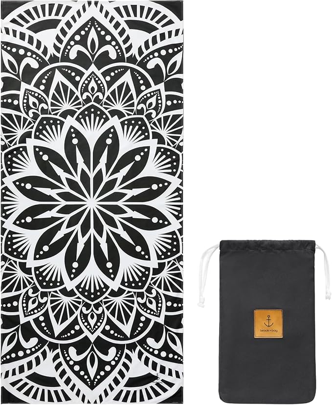 Brook + Bay Sand Free Beach Towel, Compact Beach Towel, 35"x78" Beach Towels - Oversized, Sandproof, Light Weight Beach Towel in a Bag - Mandala