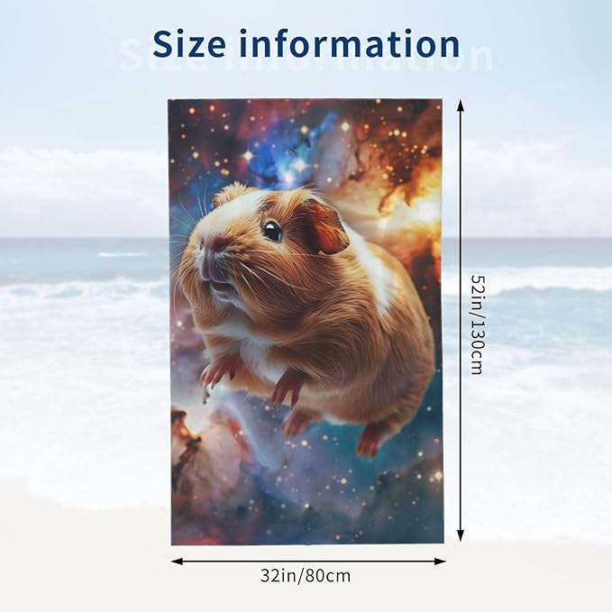 Microfiber Beach Towel, Galaxy Guinea Pig Beach Towels 32x52in,Quick Dry, Sand Free, Ultra Soft & Oversized Towel for Travel, Outdoor, Bathroom, Swimming - Ideal for Pool, Camping, Yoga, or Gift Decor