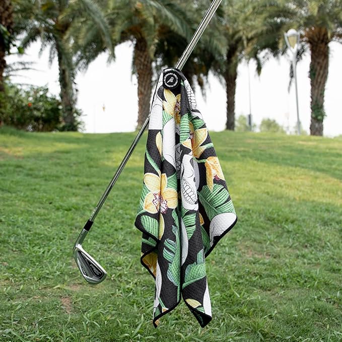 Magnetic Golf Towel, Microfiber Waffle Design with Clip - Industrial Strength Magnet for Strong Hold to Golf Bags, Carts & Clubs