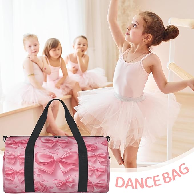 Pink Flower Bow Travel Duffle Bag for Women Men, Overnight Weekender Bag, Carry on Tote for Sport Gym