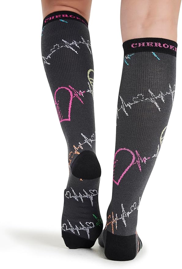 Cherokee Women's 10-15mmHg Compression Socks – Fun Print Knee Highs with Light Support, Soft Feel - PRINTSUPPORT