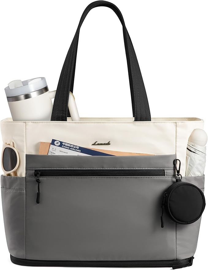 LOVEVOOK Tote Bag for Women, Expandable Laptop Work Bag 15.6 Inch, 33L Large Travel Handbag with 40oz Tumbler Holder, TSA