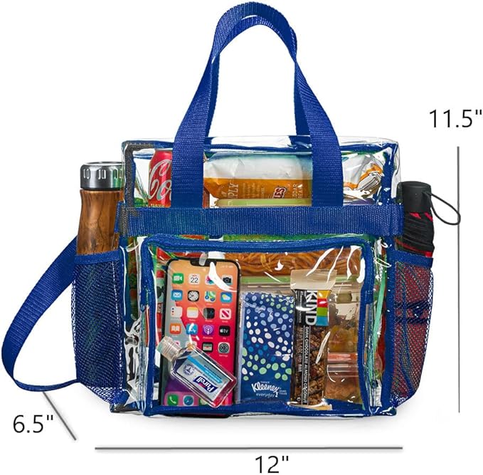 SP HOME GOODS Stadium Approved Clear lunch Bag (Large) with Adjustable Strap, Front Storage Compartment, and Mesh Pockets…
