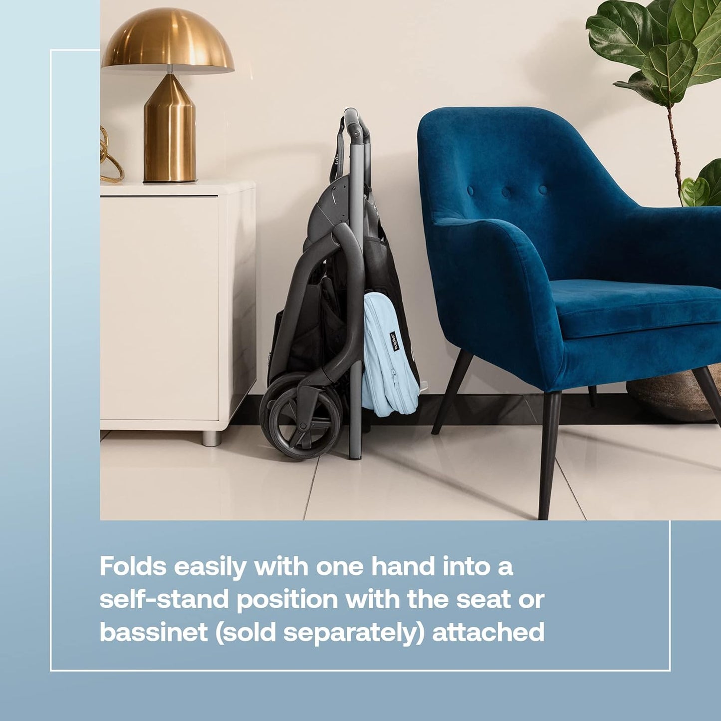 Bugaboo Dragonfly City Stroller, Lightweight Compact Baby Stroller with One Hand Easy Fold in Any Position, Full Suspension, XL Underseat Basket, Black Chassis and Midnight Black Sun Canopy