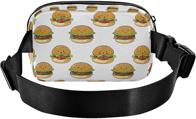 Kawaii Hamburger Fanny Pack for Women Men Water Resistant Fashion Waist Packs with Adjustable Strap Belt Bag for Travel Workout Jogging Hiking 21219478