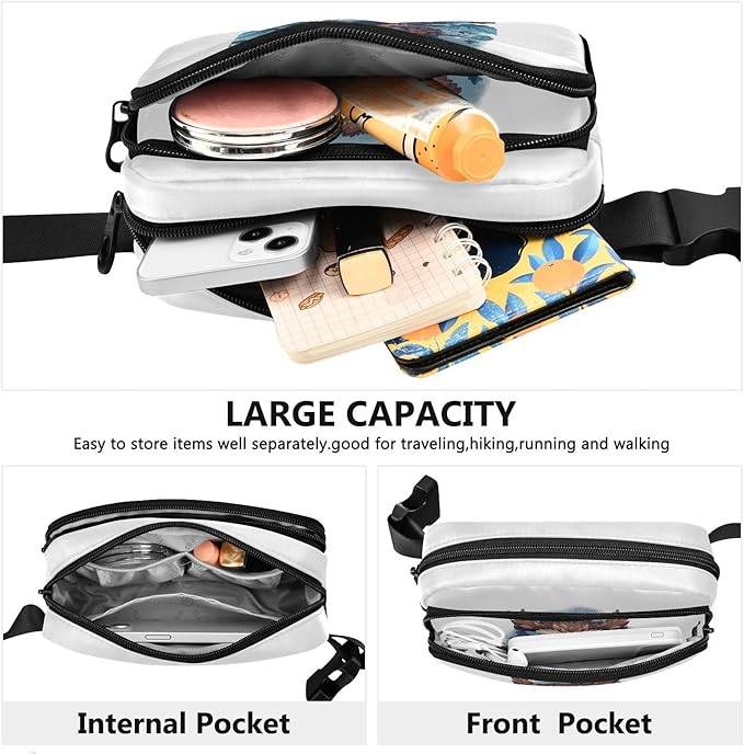 Cute Owl Leafs Branch Fanny Pack for Women Men Water Resistant Fashion Waist Packs with Adjustable Strap Belt Bag for Travel Workout Jogging Hiking 21218843