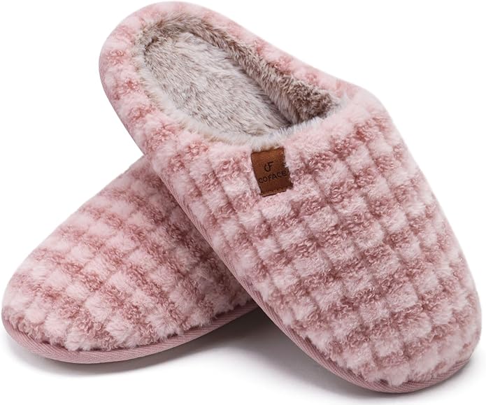 COFACE Mens Cozy Memory Foam Scuff Slippers Casual Slip On Warm House Shoes Indoor/Outdoor Sandal Slippers With Arch Support Rubber Sole Size 7-15