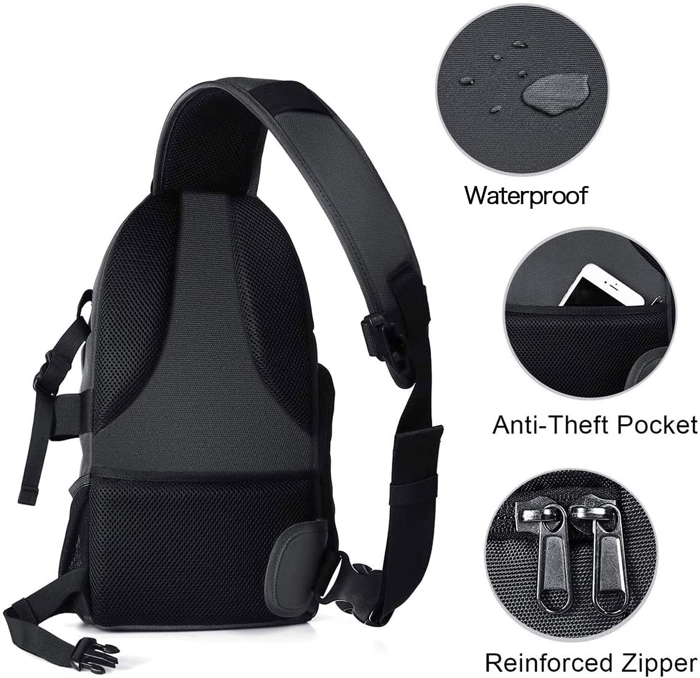 MOSISO Camera Sling Bag, DSLR/SLR/Mirrorless Camera Backpack Case Shockproof Photography Backpack with Tripod Holder & Removable Modular Inserts Compatible with Canon/Nikon/Sony/Fuji