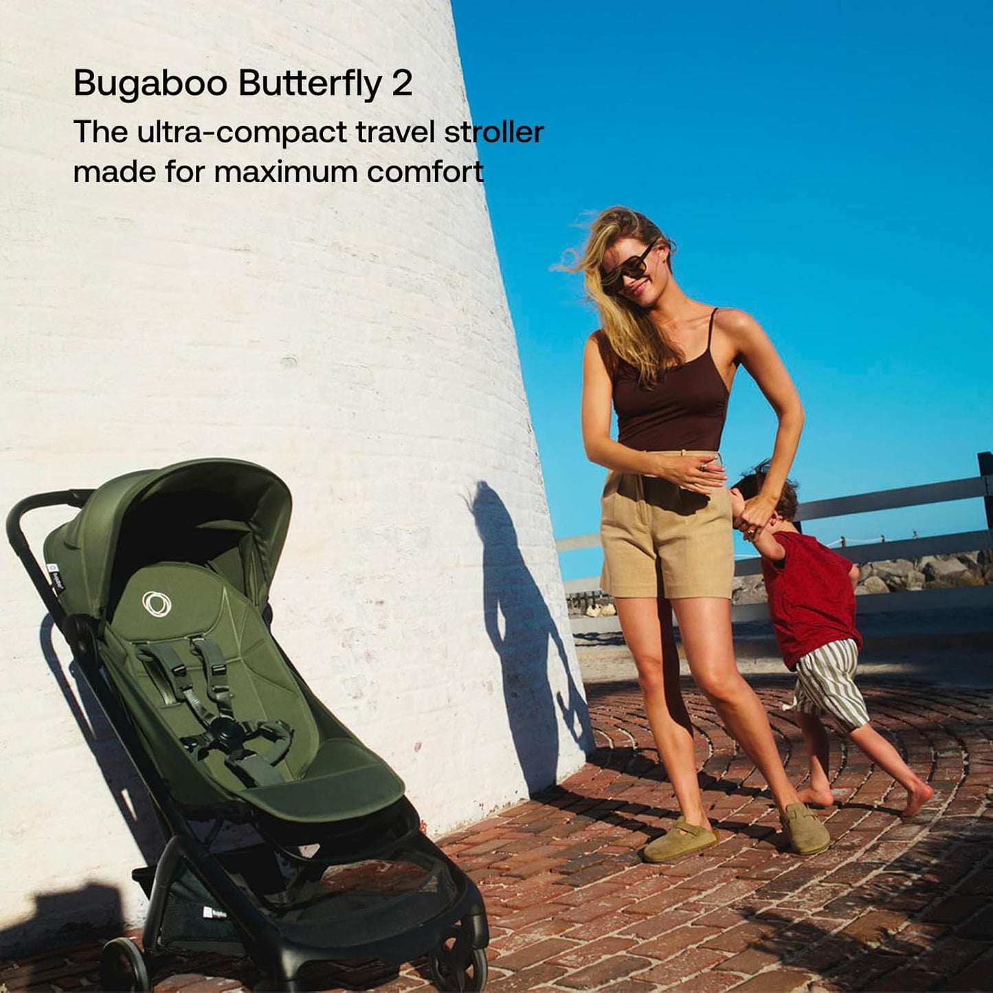 Bugaboo Butterfly 2 Travel Stroller, Ultra-Compact One-Second Fold, Lightweight and Airplane-Friendly (Green)
