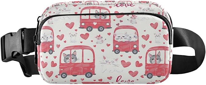 Kawaii Cat Bus Fanny Pack for Women Men Water Resistant Fashion Waist Packs with Adjustable Strap Belt Bag for Travel Workout Jogging Hiking 21220289