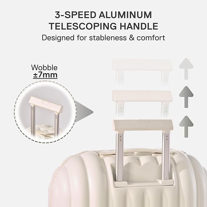 artrips Checked Luggage 24 Inch, Lightweight Hard Shell Suitcase with Spinner Wheels, Medium Travel Suitcase for 4–7 Day Trips, White