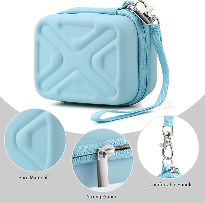 Digital Camera Case for AbergBest 21 Mega Pixels 2.7" LCD Rechargeable HD/Kodak Pixpro/Canon PowerShot ELPH 180/190/Sony DSCW800/DSCW830 Cameras, Travel Carrying Protective Case for Camera- Lightblue