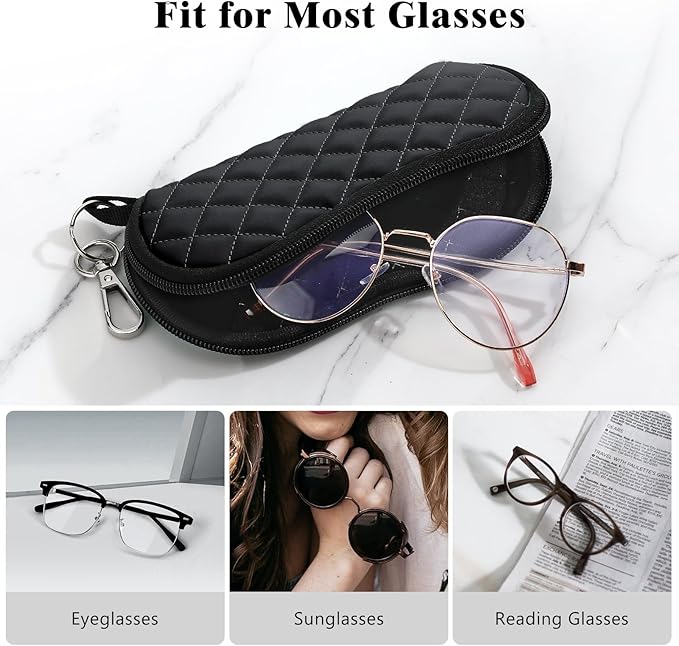 MoKo Sunglasses Soft Case Ultra Light Neoprene Zipper Eyeglass Case for Men Women
