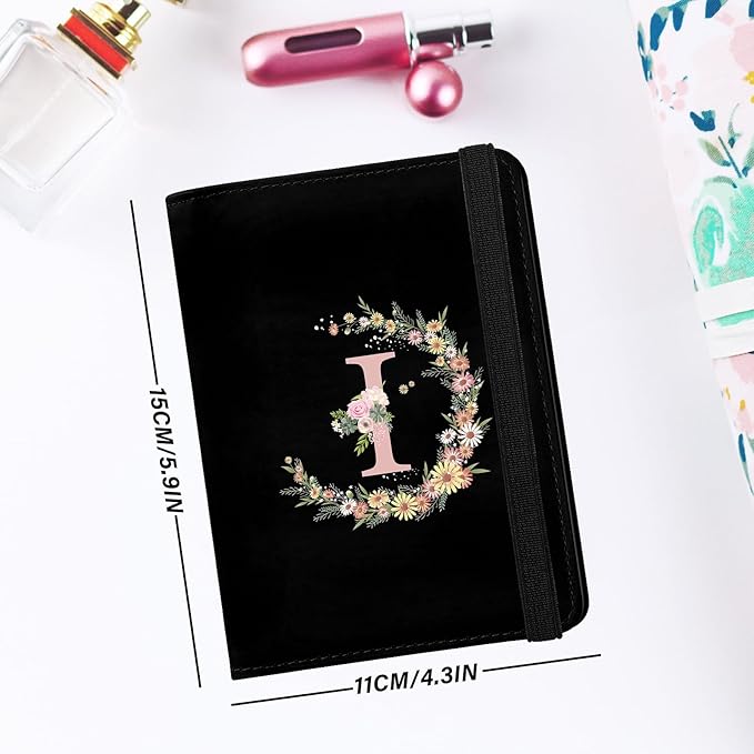 Cute Passport Holder and Holder Combo Passport Cover with RFID Blocking Women Men Compatible Wallet Credit Card Protector (Black-I)