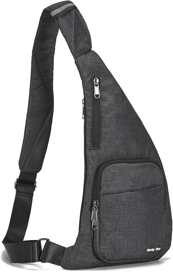 Seoky Rop Waterproof Sling Bag Crossbody Bag for Men Women Slim Hidden Anti-Thief Travel Personal Pocket Dark Grey