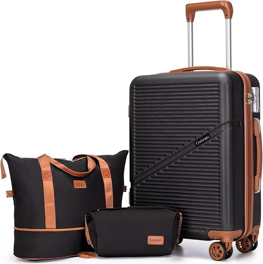 3-Piece Carry On Luggage Set 22x14x9 Airline Approved, 20 Inch Lightweight ABS Suitcases with Wheels and TSA Lock - Durable Waterproof Travel Suitcase Set