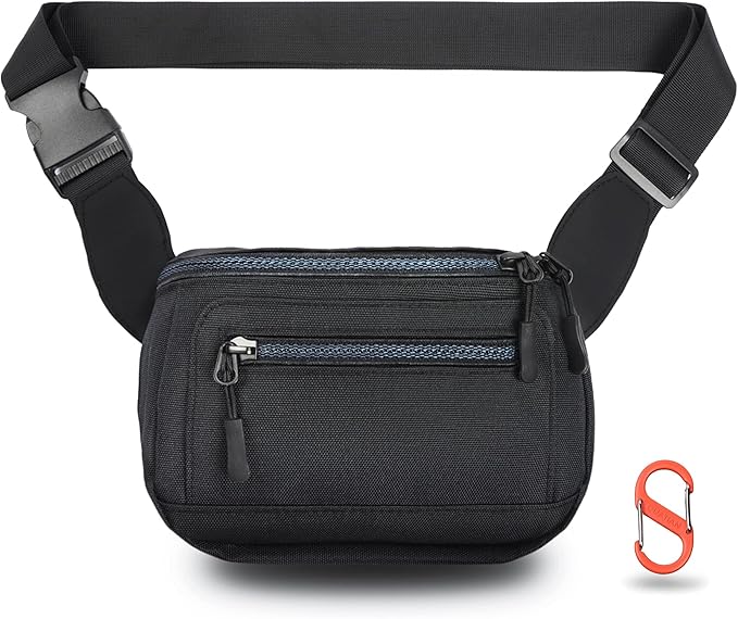 RFID Blocking Anti Theft Fanny Pack for Women and Men with Safety Hook for Travel and Daily Commute Water Resistant Crossbody Waist Bag Multiple Pockets Lightweight QUATIAN