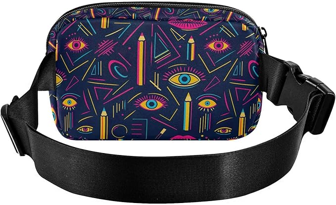 Doodle Eyes Fanny Pack for Women Men Water Resistant Fashion Waist Packs with Adjustable Strap Belt Bag for Travel Workout Jogging Hiking 21220486