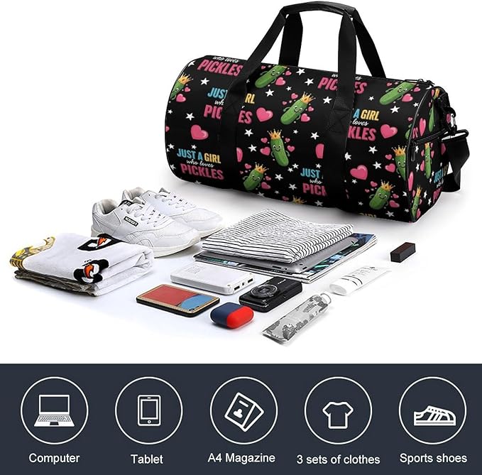 Workout Lightweight Duffel Bags Just A Girl Who Loves Funny Pickle Carry On Weekender Overnight Bag Gym Sport Yoga Dance Bags