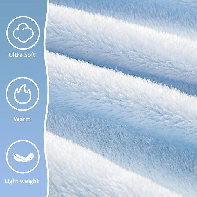 Travel Blanket, Airplane Blanket, Ultra-Soft, Warm & Lightweight, 65x40 in, Outdoor Blanket Essentials for Women, Men & Kids, Included Eye Mask, Luggage Sleeve & Backpack Clip Blue