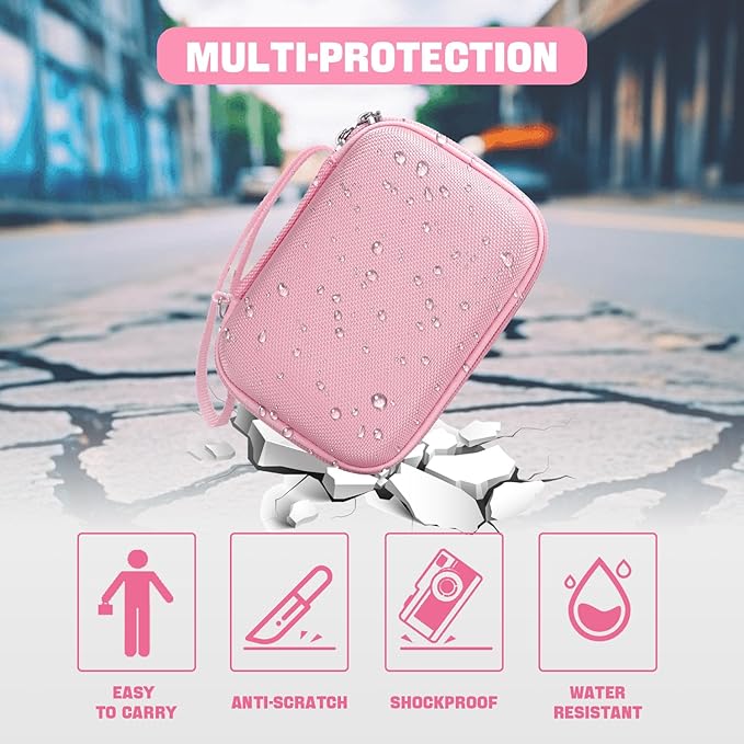 Camera Case for Canon PowerShot G7X Mark III/ G7 X Mark II/ SX740 hs Digital Camera, 4K Vlogging Camera Protective Cover Hard Travel Storage Bag, Mesh Pocket fits Cable, Batteries,Pink