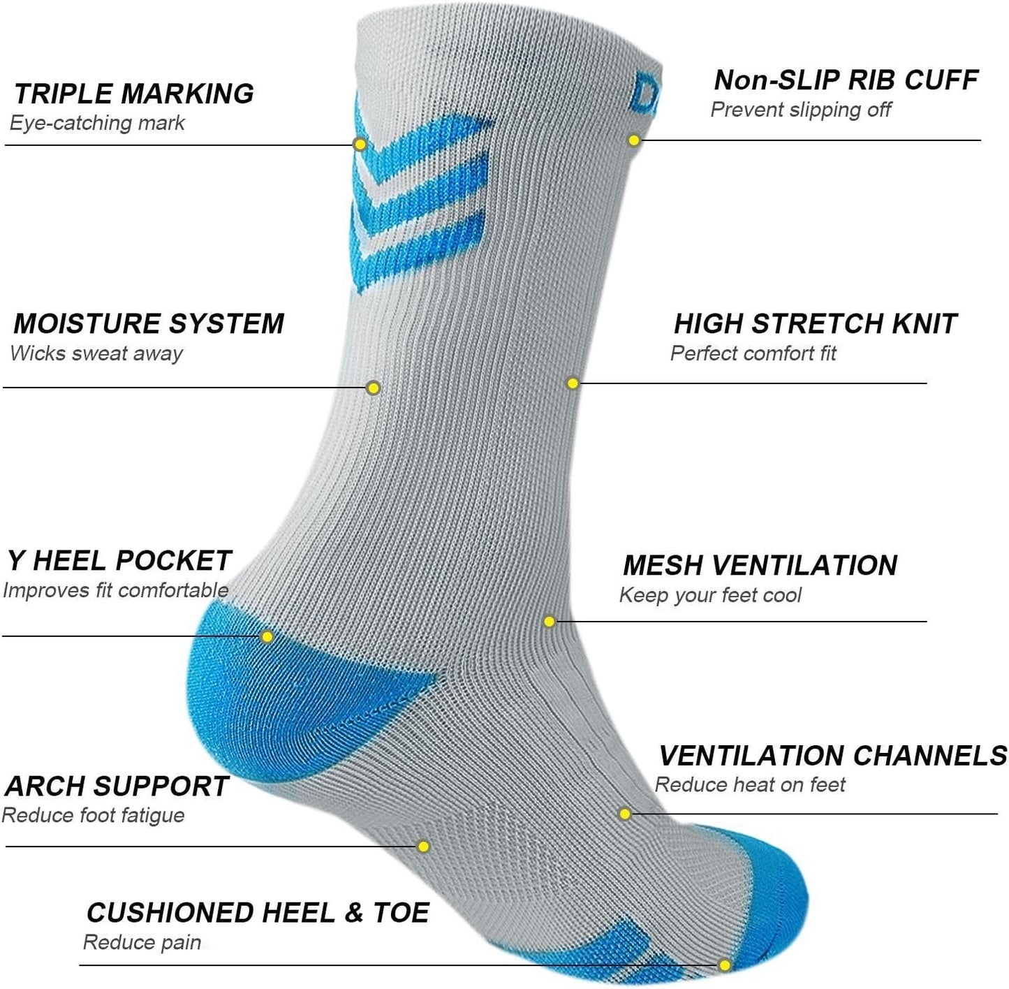 DOVAVA Dri-tech Compression Crew Socks (4/6 Pairs), Comfort Boost Circulation