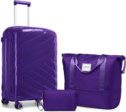 Carry On Luggage 22x14x9 Airline Approved, 20 Inch Expandable Hardshell Luggage Carry-on Suitcases with Spinner Wheels, Carry On Suitcase Set for Women (PURPLE)