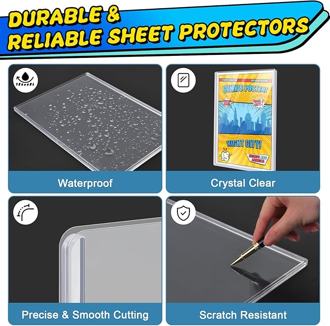 10ct Current Comic Book Toploader, Hard Crystal Clear Comic Book Sleeves, Modern Comic Book Display Sleeves, Premium PVC Comic Book Holder, Comic Book Protector for Storage, Collection