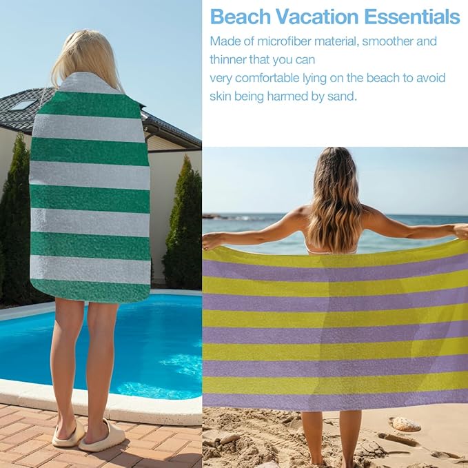4 Pack Towels for Bathroom, Beach Towel, Microfiber Lightweight Beach Towels Oversized, Towel Accessories for Christmas Bachelorette Party Favors Pool Camping Travel 32x71 IN, Bohemian Boho Striped