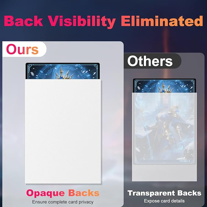 200 Pack Card Sleeves, Matte Dual Trading Card Sleeves with Opaque Back & Smooth Shuffle, Tear Resistant Card Protectors for MTG, TCG and Game Cards (Snow White)