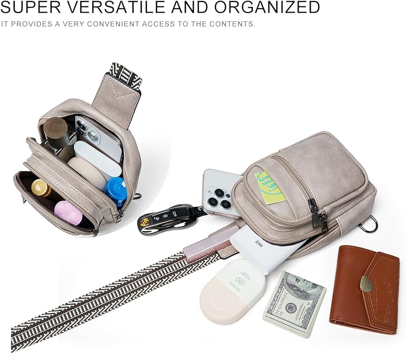 Sling Bag For Women Faux Leather Small Casual Daypack Backpack Fanny Pack Crossbody Chest Bags Purse