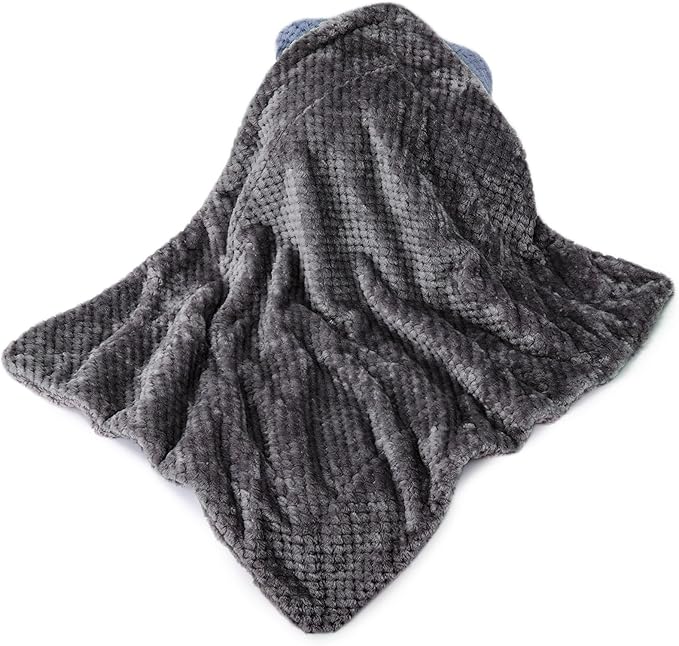 Fuzzy Sherpa Reversible Blanket for Baby, Soft Warm Cozy Coral Fleece Toddler, Infant or Newborn Reversible Blanket for Crib, Stroller, Travel, 30”×40”, Dark Grey