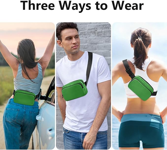 Fanny Pack for Women Men Water Resistant Fashion Waist Packs with Adjustable Strap Belt Bag for Travel Workout Jogging Hiking Forest Green