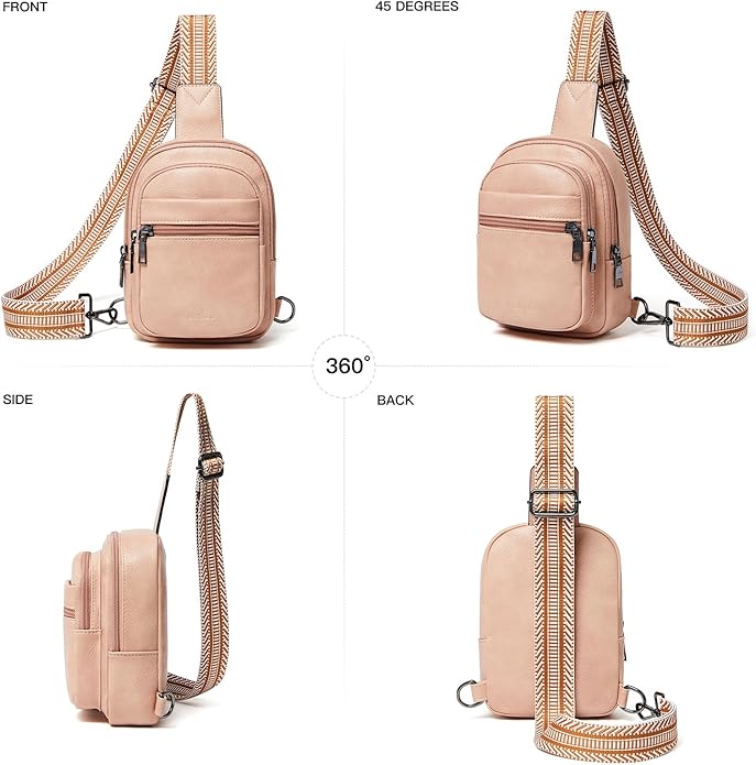 Sling Bag For Women Faux Leather Small Casual Daypack Backpack Fanny Pack Crossbody Chest Bags Purse
